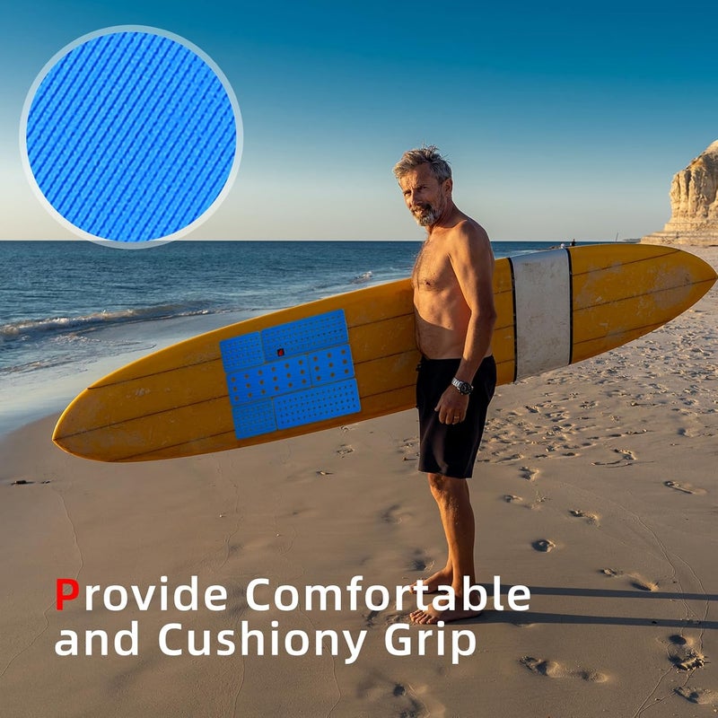 Abahub 9 Piece Surf Deck Traction Pad Premium EVA with Tail Kicker 3M Adhesive for Surfboard Longboard Shortboard Funboard Fish Skimboard Black/Blue/Brown/Gray/White/Orange/Navy Blue - Image 2